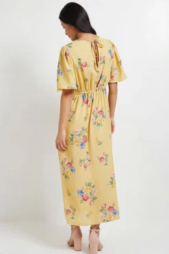 Dorothy Perkins Robe Midi Petite À Taille Froncée Et Manches Papillon<Femme Toutes Les Robes|Robes Mi-Longues