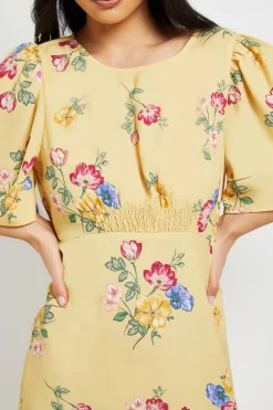 Dorothy Perkins Robe Midi Petite À Taille Froncée Et Manches Papillon<Femme Toutes Les Robes|Robes Mi-Longues