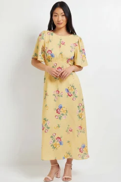Dorothy Perkins Robe Midi Petite À Taille Froncée Et Manches Papillon<Femme Toutes Les Robes|Robes Mi-Longues