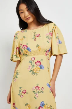 Dorothy Perkins Robe Midi Petite À Taille Froncée Et Manches Papillon<Femme Toutes Les Robes|Robes Mi-Longues