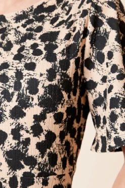 Robe Midi Petite Taille À Imprimé Léopard Et Manches Papillon