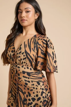 Dorothy Perkins Robe Midi Petite Taille À Avec Boutons Devant, Manches Papillon Et Dos Noué<Femme Robes|Robes Mi-Longues
