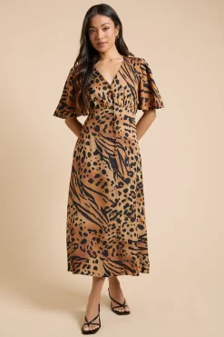 Dorothy Perkins Robe Midi Petite Taille À Avec Boutons Devant, Manches Papillon Et Dos Noué<Femme Robes|Robes Mi-Longues