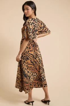 Dorothy Perkins Robe Midi Petite Taille À Avec Boutons Devant, Manches Papillon Et Dos Noué<Femme Robes|Robes Mi-Longues