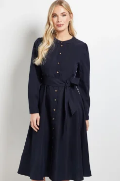 Robe Midi Petite Taille À Rayures Latérales Avec Ceinture Nouée