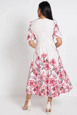 Robe Midi Petite À Torsade En Ottoman Fleuri