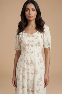 Dorothy Perkins Robe Midi À Plis Et Boutons Avec Manches Bouffantes<Femme Robes|Robes Mi-Longues