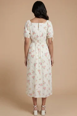 Dorothy Perkins Robe Midi À Plis Et Boutons Avec Manches Bouffantes<Femme Robes|Robes Mi-Longues