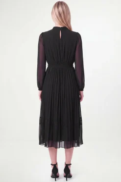 Robe Midi À Plis Nervurés Et Empiècement En Dentelle Petite