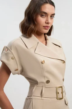 KarenMillen Robe Midi Plissée Ajustée avec Détails Boutons Raffinée<Femme Tailleurs|Toutes Les Robes