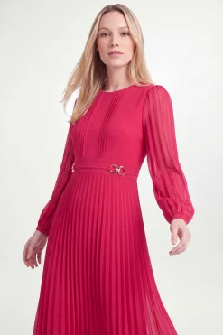 Robe Midi Plissée Avec Boucle Petite