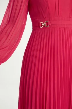 Robe Midi Plissée Avec Boucle Petite