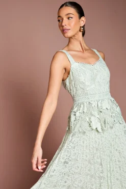 Coast Robe Midi Plissée Avec Détail Péplum En Dentelle<Femme Toutes Les Robes|Robes Mi-Longues
