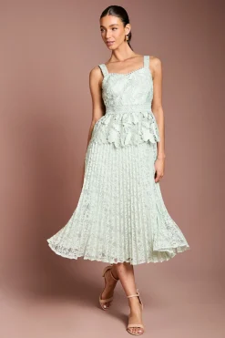 Coast Robe Midi Plissée Avec Détail Péplum En Dentelle<Femme Toutes Les Robes|Robes Mi-Longues