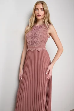 Oasis Robe Midi Plissée avec Détails de Dentelle<Femme Robes Mi-Longues|Satin Et Dentelle