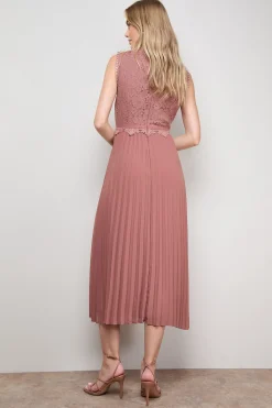 Oasis Robe Midi Plissée avec Détails de Dentelle<Femme Robes Mi-Longues|Satin Et Dentelle