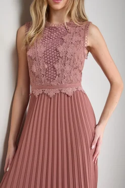 Oasis Robe Midi Plissée avec Détails de Dentelle<Femme Robes Mi-Longues|Satin Et Dentelle