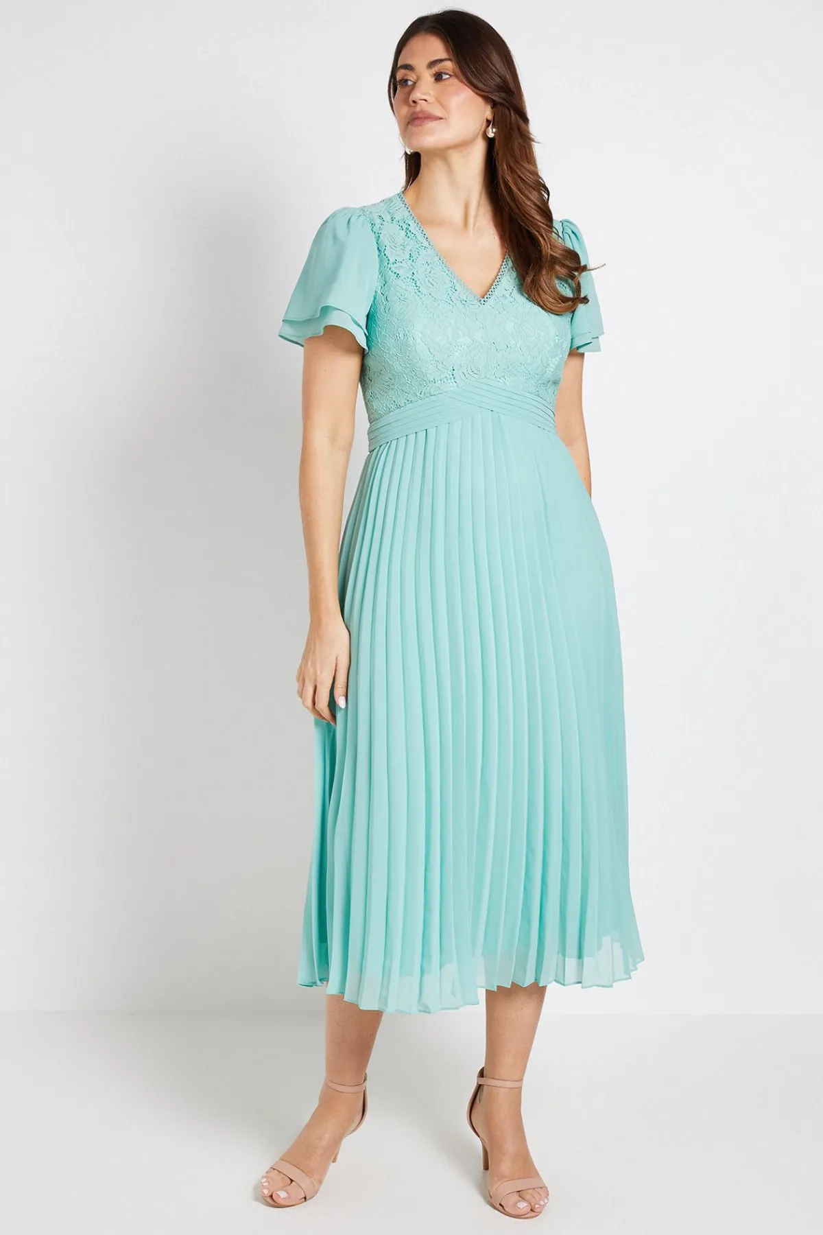 Wallis Robe Midi Plissée Avec Détails En Dentelle<Femme Toutes Les Robes|Robes Mi-Longues