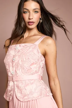 Coast Robe Midi Plissée À Ceinture Avec Détail Péplum En Dentelle<Femme Toutes Les Robes|Robes Mi-Longues