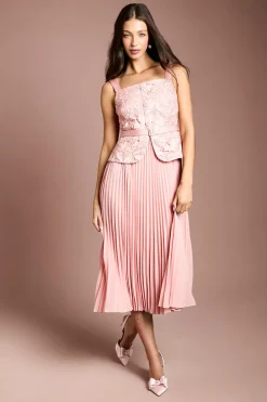 Coast Robe Midi Plissée À Ceinture Avec Détail Péplum En Dentelle<Femme Toutes Les Robes|Robes Mi-Longues