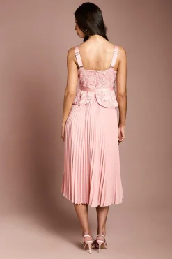Coast Robe Midi Plissée À Ceinture Avec Détail Péplum En Dentelle<Femme Toutes Les Robes|Robes Mi-Longues