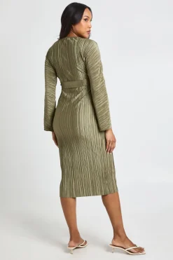 boohoo Robe Midi Plissée Ceinturée de Maternité<Femme Toutes Les Robes|Robes Mi-Longues