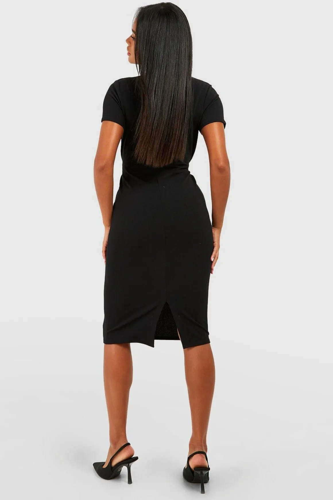 Robe midi plissée à ceinture à l'avant en crêpe de jersey