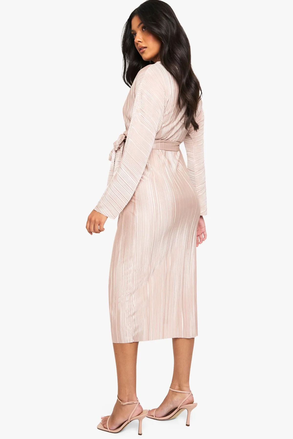boohoo Robe Midi Plissée à Ceinture pour Maternité<Femme Robes Mi-Longues|Robes À Manches Longues