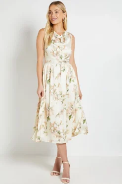 Robe Midi Plissée À Col Bénitier En Crêpe Petite Taille