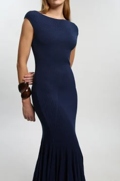 Robe Midi Plissée À Détails Transparents