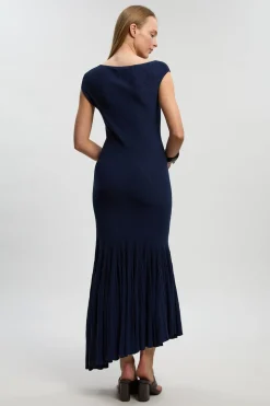Robe Midi Plissée À Détails Transparents