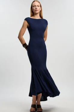 Robe Midi Plissée À Détails Transparents