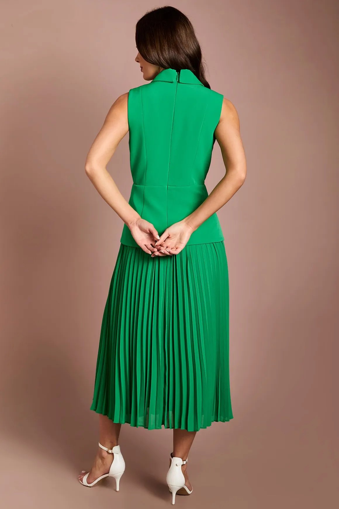 Robe Midi Plissée En Crêpe Avec Taille Cache-cœur