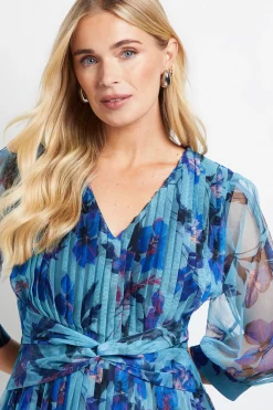 Wallis Robe Midi Plissée En Mesh Avec Détail Torsadé À La Taille Petite<Femme Robes|Robes Mi-Longues