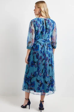 Wallis Robe Midi Plissée En Mesh Avec Détail Torsadé À La Taille Petite<Femme Robes|Robes Mi-Longues
