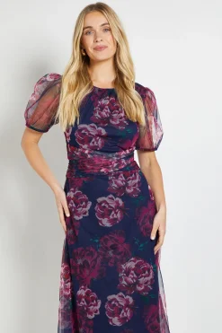 Wallis Robe Midi Plissée En Mesh Fleuri Petite Taille<Femme Robes|Robes Mi-Longues