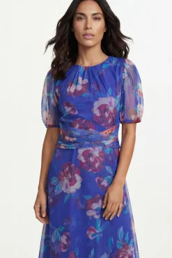 Robe Midi Plissée En Mesh À Motif Floral
