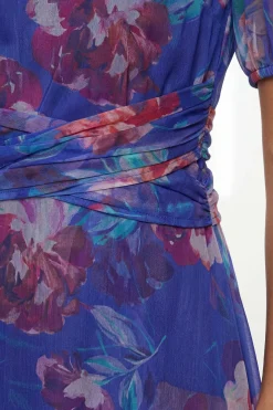 Robe Midi Plissée En Mesh À Motif Floral