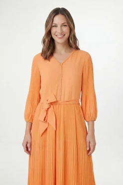 Robe Midi Plissée En Mousseline Avec Détail Tressé Petite Taille