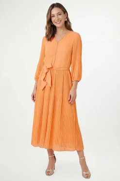 Robe Midi Plissée En Mousseline Avec Détail Tressé Petite Taille