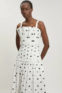 Robe Midi Plissée En Popeline Imprimée