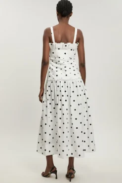 Robe Midi Plissée En Popeline Imprimée