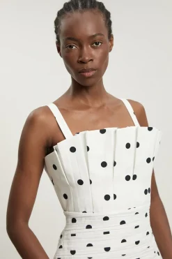 Robe Midi Plissée En Popeline Imprimée