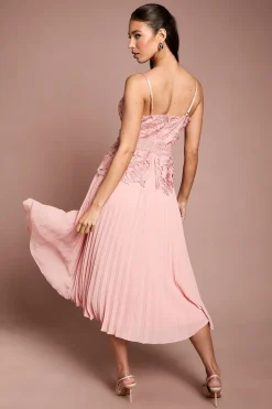 Coast Robe Midi Plissée En Satin Et Dentelle<Femme Robes Mi-Longues|Satin Et Dentelle