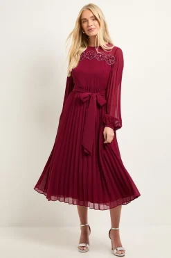 Wallis Robe Midi Plissée à Finitions Florales Petite Taille<Femme Robes Mi-Longues|Robes À Manches Longues