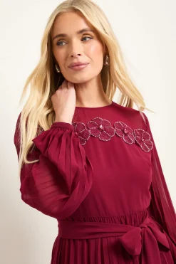 Wallis Robe Midi Plissée à Finitions Florales Petite Taille<Femme Robes Mi-Longues|Robes À Manches Longues