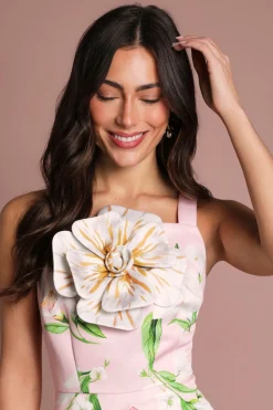 Robe Midi Plissée À Fleur Imprimée 3D Coast Muse