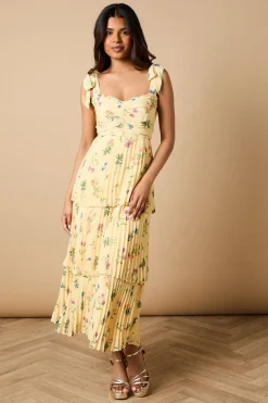 Oasis Robe Midi Plissée à Fleurs avec Bretelles Nouées Petite Taille<Femme Robes Mi-Longues|Robes