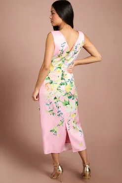 Robe Midi Plissée À Imprimé Floral Petite Lisa Tan Avec Détail Plissé