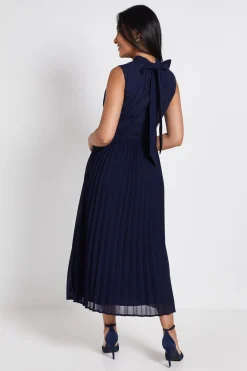 Robe Midi Plissée À Insert Dentelle Petite